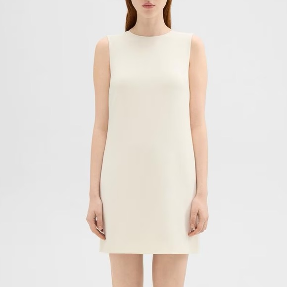 THEORY “Easy Shift Dress Admiral Crepe” In Cream - Picture 9 of 10
